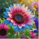Twin-Blossom Blue Over Pink Sunflower Seeds 50 pcs