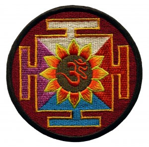 Aum om infinity lotus hindu trance embroidered iron-on patch applique T-42