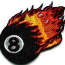 Flaming eight ball biker pool retro snooker applique iron-on patch S-268