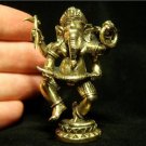 Hindu Ganesh hinduism trance lord of success trance yoga brass amulet statue new 1.75 X 2.5 in
