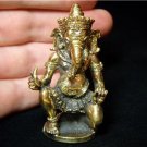 Hindu god Ganesh hinduism trance yoga brass amulet statue 1.25" X 2.25" E-15