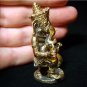 Hindu god Ganesh hinduism trance yoga brass amulet statue 1.25" X 2.25" E-15