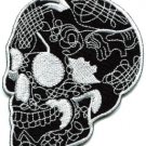Skull tattoo horror biker goth emo punk rock metal applique iron-on patch S-255