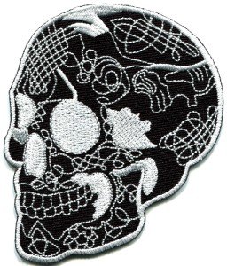 Skull tattoo horror biker goth emo punk rock metal applique iron-on patch S-255