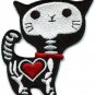 Black x-ray cat kitten goth creepy applique iron-on patch S-215