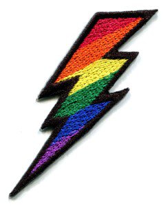 Lightning bolt gay lesbian pride rainbow retro LGBT applique iron on patch S-132