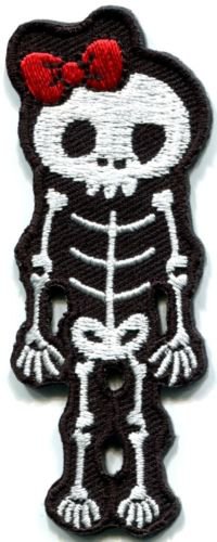 Skull skeleton goth emo horror splatter biker applique iron-on patch S-256