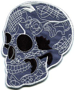 Skull tattoo horror biker goth emo punk rock metal applique iron-on patch S-254
