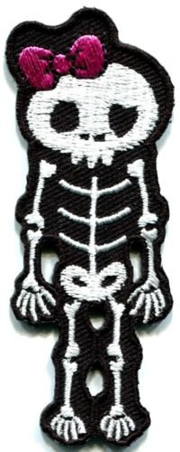 Skull skeleton goth punk emo horror biker applique iron-on patch S-257