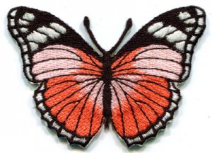 Butterfly peach hippie retro boho embroidered applique iron-on patch S-156
