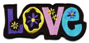 Love peace hippie retro embroidered iron-on patch S-36