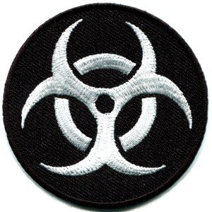 Biohazard symbol sign danger poison toxic warning applique iron-on patch S-241