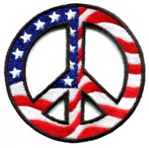 Peace sign American flag hippie retro peace love weed pot iron-on patch S-27
