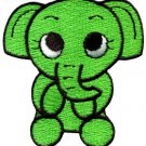 Elephant calf baby pachyderm animal wildlife green applique iron-on patch S-217