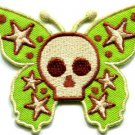 Butterfly skull horror goth emo punk biker applique iron-on patch S-184