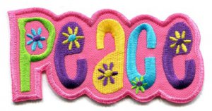 Peace sign hippie retro boho love weed flower power applique iron-on patch Small S-34