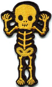 Skull skeleton goth punk emo horror biker sew applique iron-on patch S-484