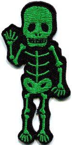 Skull skeleton goth horror psycho rock metal applique iron-on patch S-266