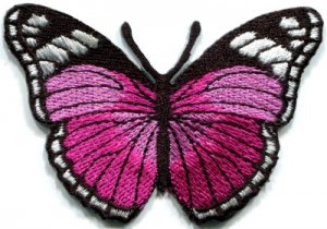 Butterfly pink hippie retro boho embroidered applique iron-on patch S-159