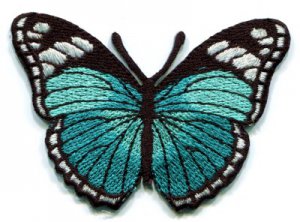 Butterfly turquoise hippie retro boho embroidered applique iron-on patch S-164