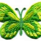 Butterfly green hippie retro boho embroidered applique iron-on patch S-167