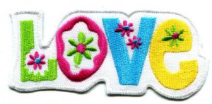 Love peace hippie retro weed embroidered applique iron-on patch S-39