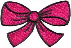 Hot pink bow knot ribbon boho retro sew sewing applique iron-on patch S-443