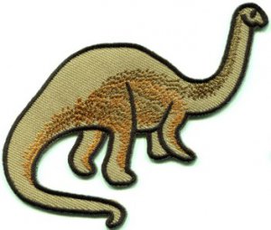 Brontosaurus Jurassic dinosaur lizard kids fun sew applique iron-on patch S-430
