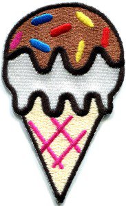 Ice cream cone retro fun kids sweets dessert applique iron-on patch S-201