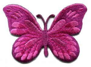 Butterfly pink hippie retro boho embroidered applique iron-on patch S-170