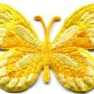 Butterfly yellow hippie retro boho embroidered applique iron-on patch S-168