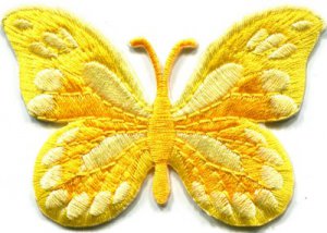 Butterfly yellow hippie retro boho embroidered applique iron-on patch S-168
