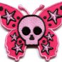 Butterfly skull horror goth emo punk biker applique iron-on patch S-183