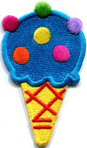 Ice cream cone 70s retro fun desert sweets kids applique iron-on patch S-381
