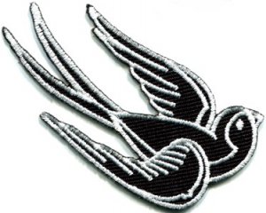 Bird tattoo swallow dove swiftlet sparrow biker applique iron-on patch S-361