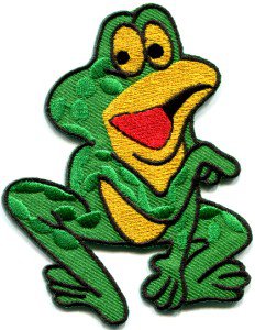 Frog toad hippie retro fun applique iron-on patch S-231