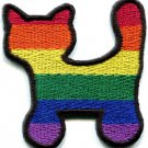 Cat kitten kitty gay lesbian pride rainbow LGBT applique iron-on patch S-136