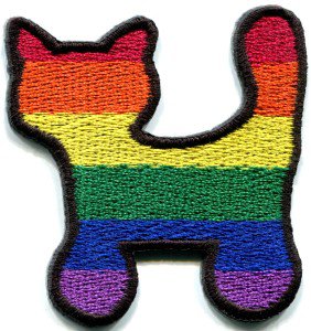 Cat kitten kitty gay lesbian pride rainbow LGBT applique iron-on patch S-136