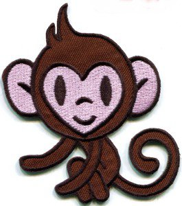Monkey ape chimp animal retro applique iron-on patch FREE SHIP, NO LIMIT! S-295