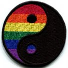 Yin Yang gay lesbian pride rainbow retro LGBT applique iron-on patch Small S-133