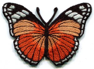 Butterfly orange hippie retro boho embroidered applique iron-on patch S-157