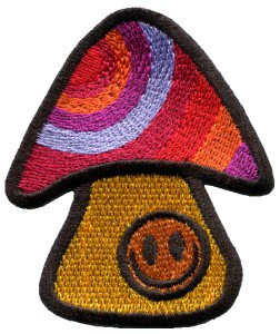 Mushroom smiley face retro hippie boho peace weed applique iron-on patch S-82