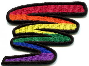 Gay lesbian pride squiggle rainbow flag retro LGBT applique iron-on patch S-137