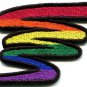 Gay lesbian pride squiggle rainbow flag retro LGBT applique iron-on patch S-137