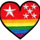 Gay lesbian pride heart rainbow flag LGBT retro applique iron-on patch S-139