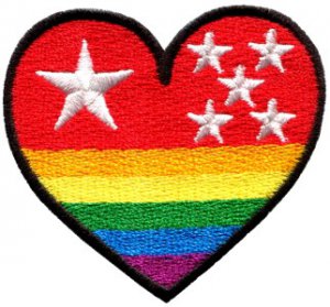 Gay lesbian pride heart rainbow flag LGBT retro applique iron-on patch S-139