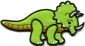 Triceratops dinosaur kids fun applique iron-on patch S-300