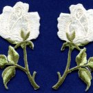 White roses pair flowers floral boho applique iron-on patch S-481 FREE SHIPPING WORLDWIDE!