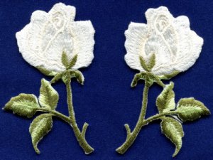 White roses pair flowers floral boho applique iron-on patch S-481 FREE SHIPPING WORLDWIDE!