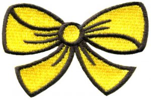 Yellow bow knot ribbon boho retro sew sewing applique iron-on patch S-441